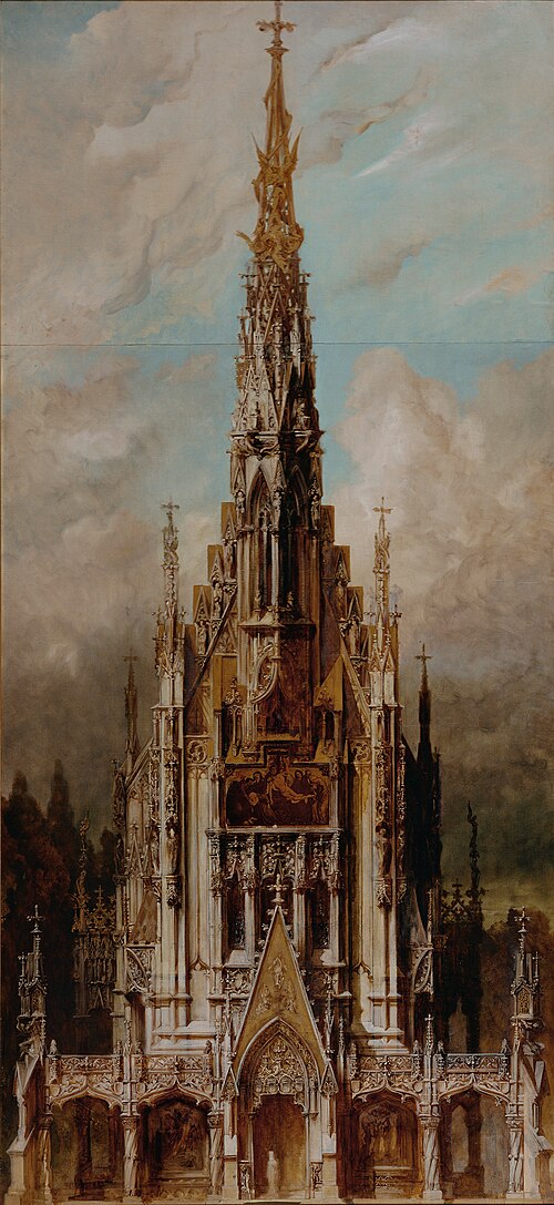 Gotische Grabkirche St. Michael, Turmfassade, 1883, Hans Makart
