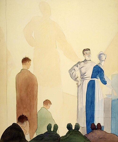 Hospital--On the Stretcher Where I Lay I Opened My Eyes and Great Shadows Quivered on the Wall... Th, 1919, Claggett Wilson