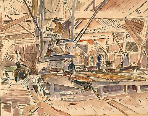 Inside A Lumber Mill, 1934, Claire Falkenstein