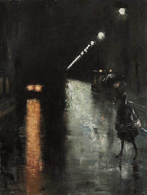 Street scene at Night, Berlin, 1920, Lesser Ury