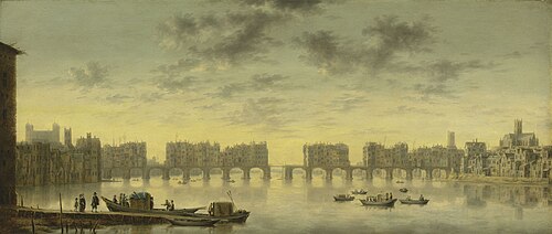 Old London Bridge, 1650, Claude de Jongh