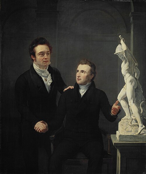 Louis Royer, sculptor, and Albertus Bernardus Roothaan, stockbroker, friend of the arts, and patron , 1825, Jan Willem Pieneman