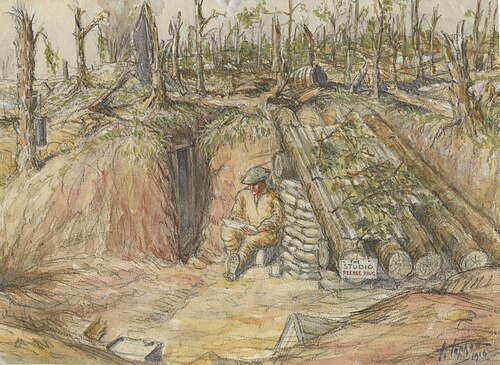 An Artist's Home on the Somme, 1916, William Thurston Topham