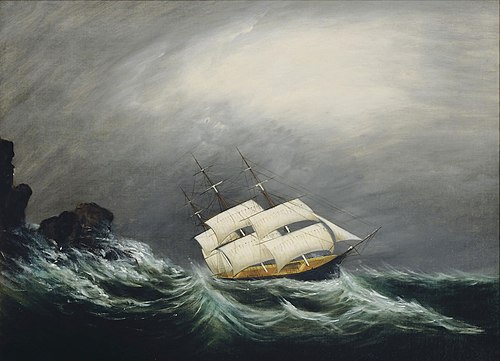 A three master in a storm, , Clement Drew