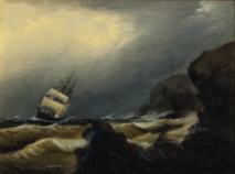 Ship off the coast of Newport, 1880, Clement Drew