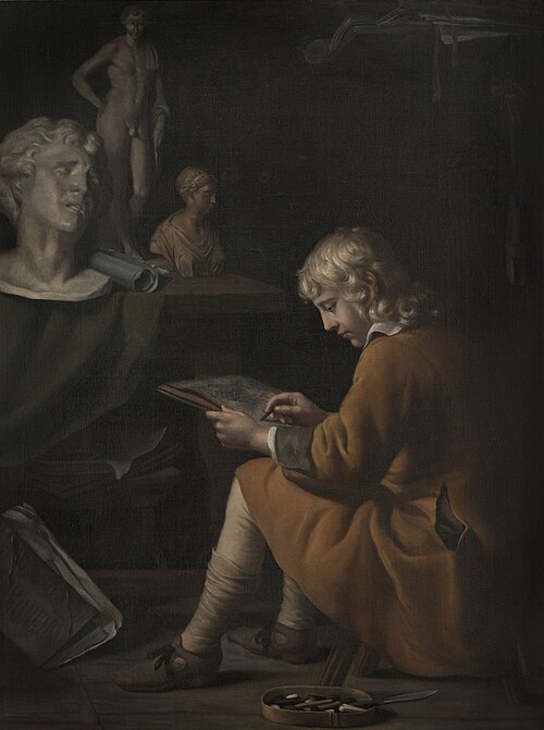 A boy drawing after plaster casts, 1662, Wallerant Vaillant