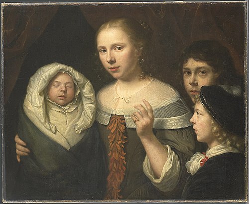 Portrait d'une jeune femme et trois enfants, 1650, Wallerant Vaillant