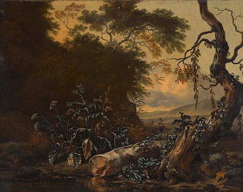 A Landscape with Trees and Foliage Beside the Edge of a Pond, , Jan Wijnants