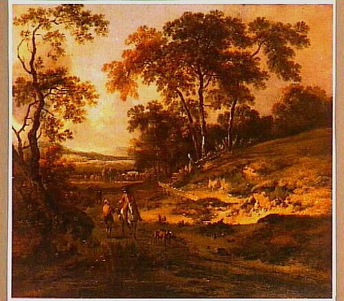 Landscape with rider and beggar, 1667, Jan Wijnants