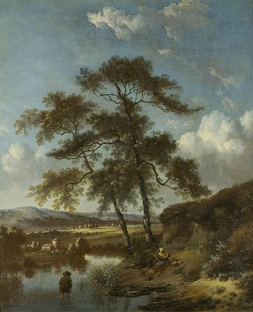 River Scene with Figures, 1670, Jan Wijnants