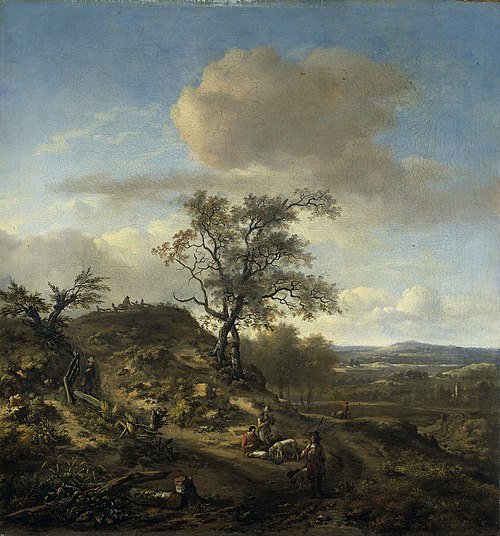 Landscape with a hunter and other figures, 1665, Jan Wijnants