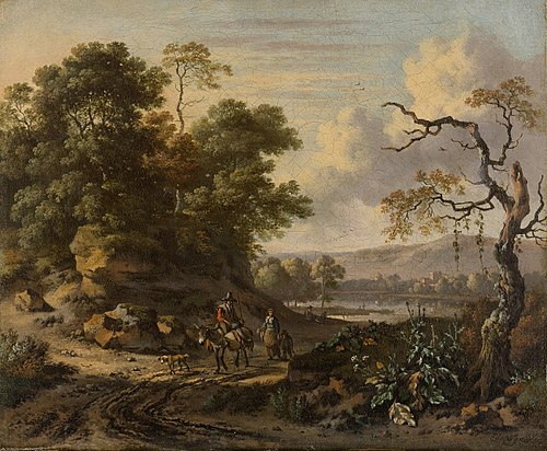 Landscape with donkey rider, 1670, Jan Wijnants