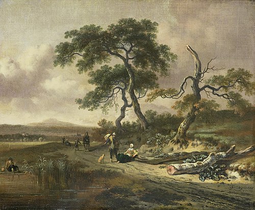Landscape with a Peddler and Woman Resting, 1669, Jan Wijnants