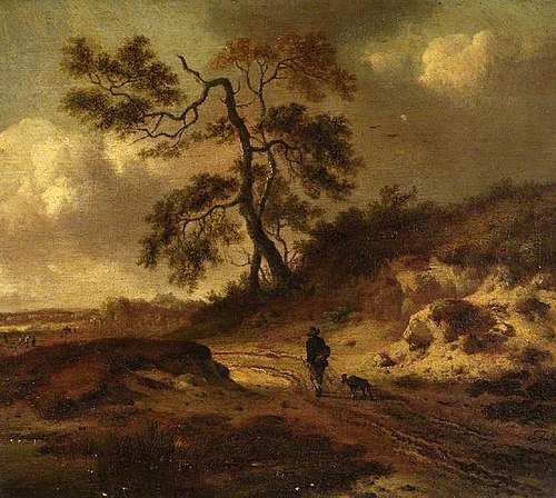 Landscape with a man and a dog, , Jan Wijnants