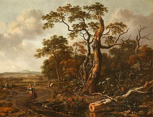 Figures on a Road by a Wood, 1668, Jan Wijnants