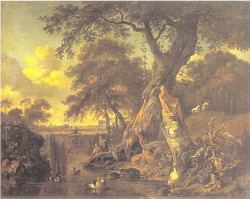 River Landscape with Fisherman and Hunter, 1671, 1671, Jan Wijnants
