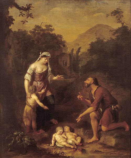 Le berger Faustulus trouve Romulus et Remus, 1709, Arnold Houbraken