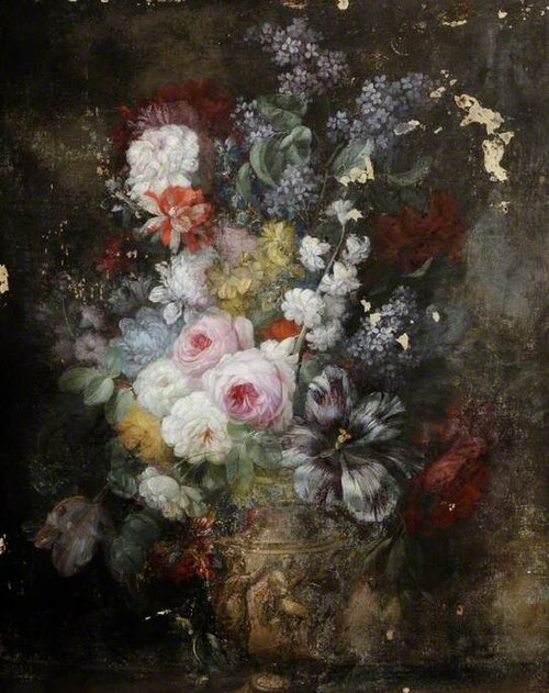 Flowers in a Sculptured Vase, , Jacob van Huysum