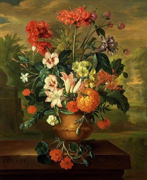 Twelve Months of Flowers: August, 1732, Jacob van Huysum