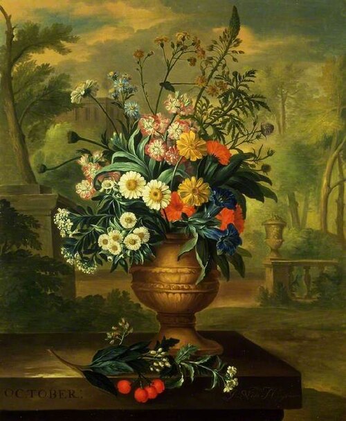 Twelve Months of Flowers: October, 1733, Jacob van Huysum