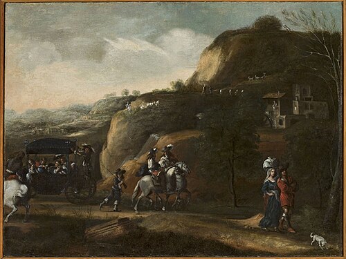 Landscape with a carriage, , Frederik de Moucheron