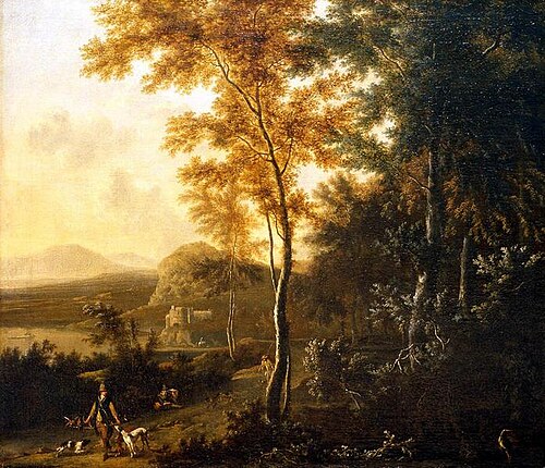 Edge of a Forest with Hunters, 1660, Frederik de Moucheron