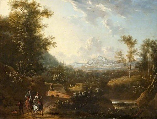 Landscape with a Hawking Party, 1673, Frederik de Moucheron