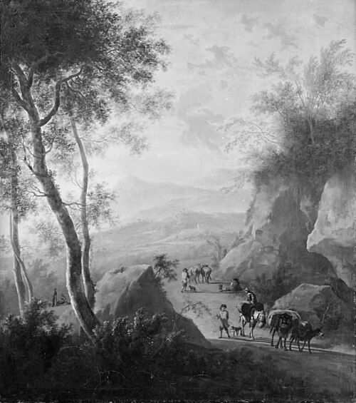 Mountain Landscape with a Natural Gateway, 1696, Frederik de Moucheron