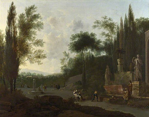 Figures in an Italian Garden, 1667, Frederik de Moucheron