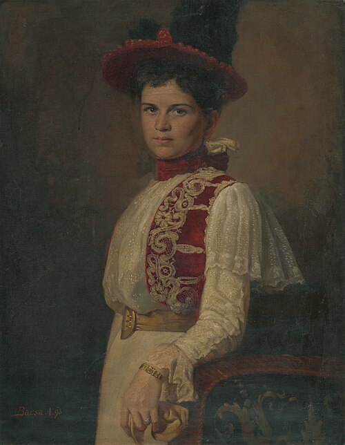 Podobizeň mladej dámy v klobúku, 1898, Andrej Bača