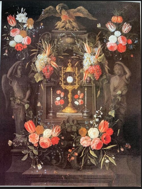 Flower garland with the Holy Sacrament, 1650, Jan van Kessel