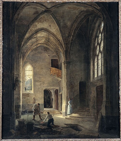 Vue intérieure de l'église Saint-Benoît-le-Bestouné : la chapelle Saint-Pierre ou de la Tournelle, 1832, Louis Courtin