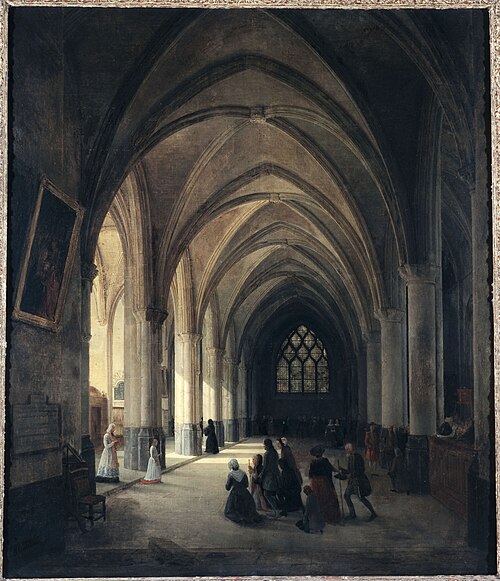 Vue intérieure de l'église Saint-Benoît-le-Bestouné : la nef méridionale, 1838, Louis Courtin