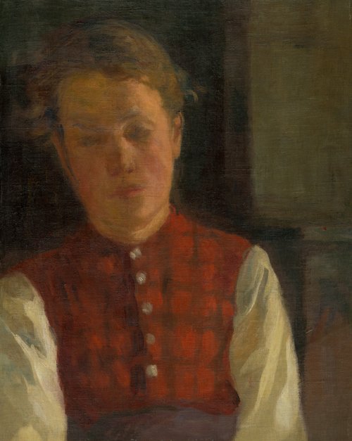Žena v červenej kockovanej veste, 1894, Ákos Aranyossy