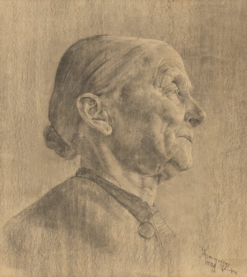 Štúdia hlavy starenky, 1888, Ákos Aranyossy