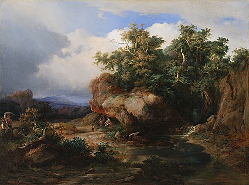 Romantic Landscape with Figural Staffage, 1840, Karol Vandrák