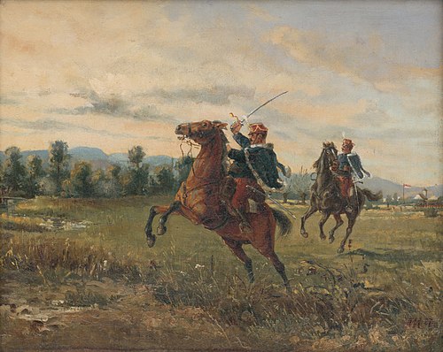 Husári v poli, 1887, August von Meissl