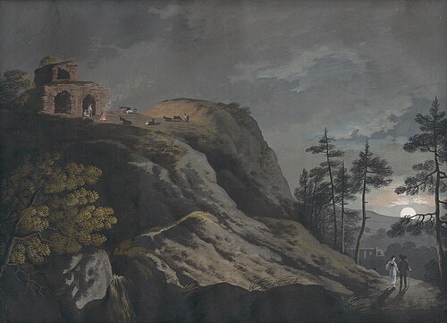 Romantická krajina s ruinami a pastiermi pri mesačnom svite, 1801, Ján Jakub Müller