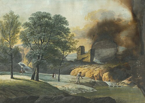 Krajina so zrúcaninami hradu, 1815, Ján Jakub Müller