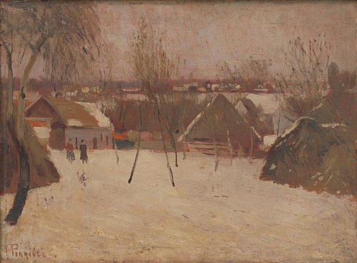 Dedinka v zime, 1920, Karol Pongrácz