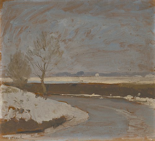 Štúdia zimnej krajiny s potokom, 1890, Karol Pongrácz
