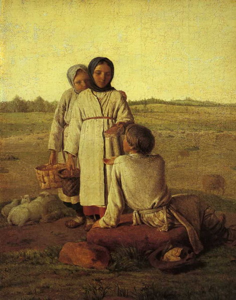 Крестьянские дети в поле (Мальчик с двумя девочками), 1820, Alexeï Venetsianov