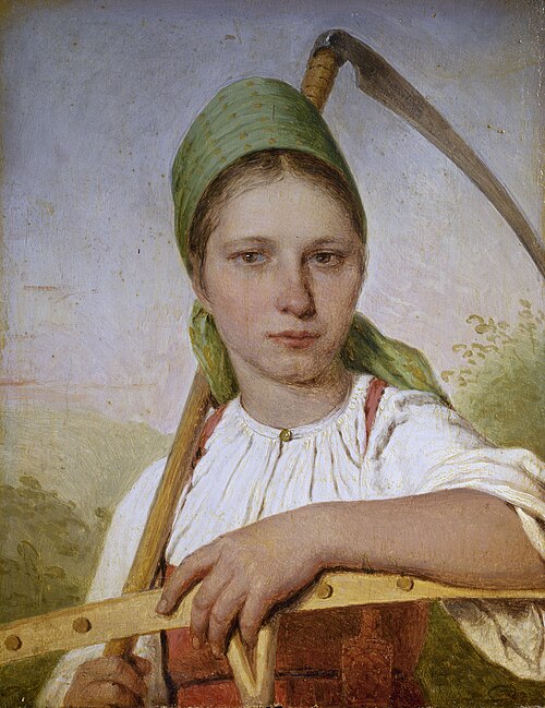 Крестьянка с косой и граблями (Пелагея), , Alexeï Venetsianov