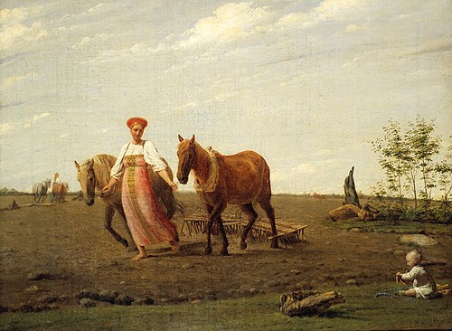 Au Labour. Le Printemps, 1820, Alexeï Venetsianov