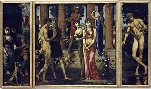 Die Werbung ("Das Liebespaar", "Die Hochzeit", "Narziss"), 1885, Hans von Marées