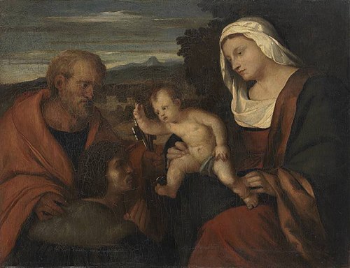 Madonna mit dem heiligen Petrus und einem Stifter (nach Palma Vecchio), 1865, Hans von Marées