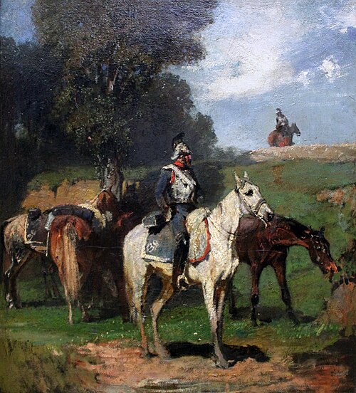 Dragoons making a Halt, 1861, Hans von Marées