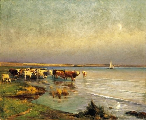 Vaches au bord du lac Balaton, , Gyula Aggházy