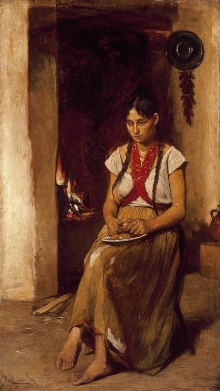 Jeune Femme devant un poêle, , Gyula Aggházy