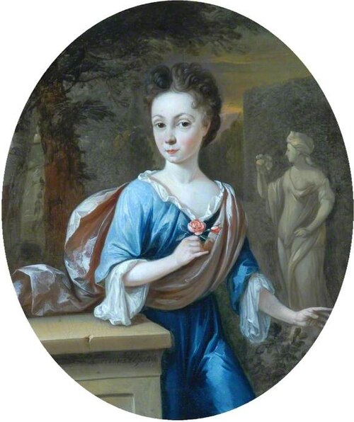 Portrait of a Young Girl Holding a Rose, , Constantijn Netscher